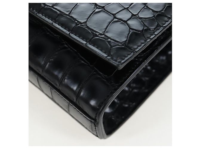 Autre Marque Borsa a tracolla Saint Laurent Chain Kate in pelle nera e argento Auth 206718V Nero - vista 16