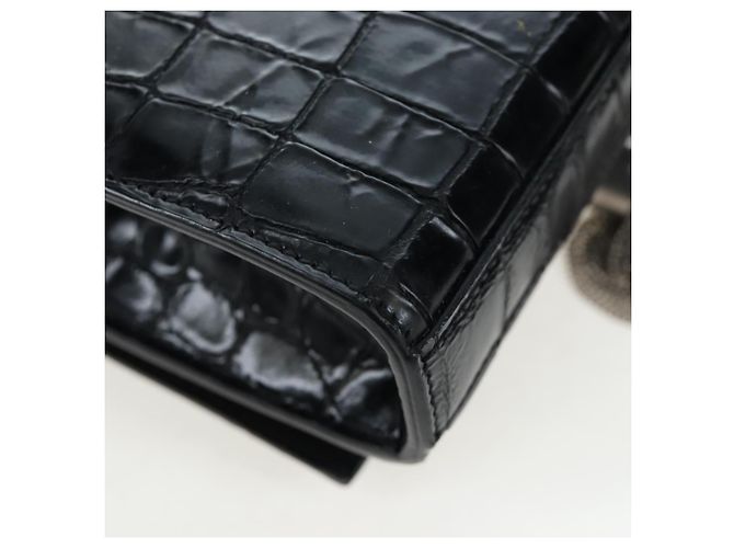 Autre Marque Borsa a tracolla Saint Laurent Chain Kate in pelle nera e argento Auth 206718V Nero - vista 17