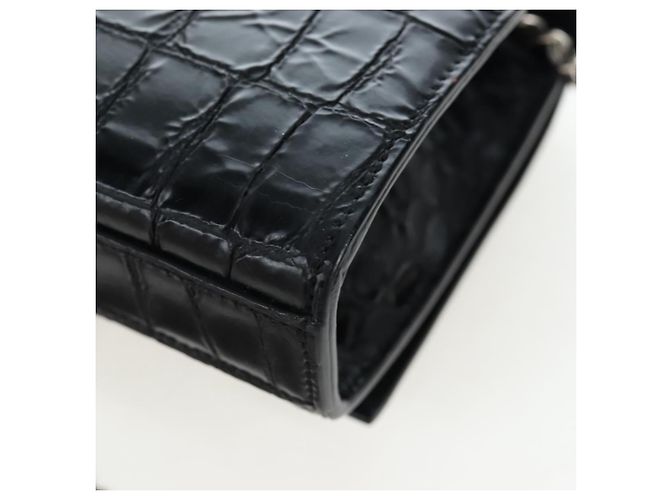 Autre Marque Borsa a tracolla Saint Laurent Chain Kate in pelle nera e argento Auth 206718V Nero - vista 18