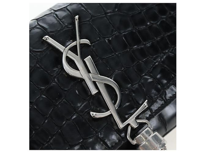 Autre Marque Borsa a tracolla Saint Laurent Chain Kate in pelle nera e argento Auth 206718V Nero - vista 19