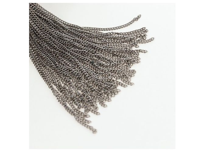Autre Marque Borsa a tracolla Saint Laurent Chain Kate in pelle nera e argento Auth 206718V Nero - vista 20