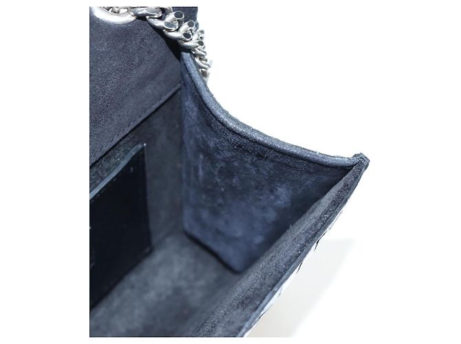 Autre Marque Borsa a tracolla Saint Laurent Chain Kate in pelle nera e argento Auth 206718V Nero - vista 24