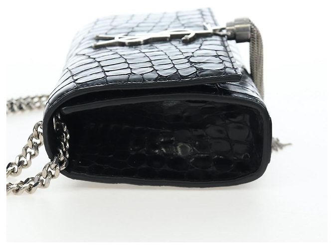 Autre Marque Borsa a tracolla Saint Laurent Chain Kate in pelle nera e argento Auth 206718V Nero - vista 3