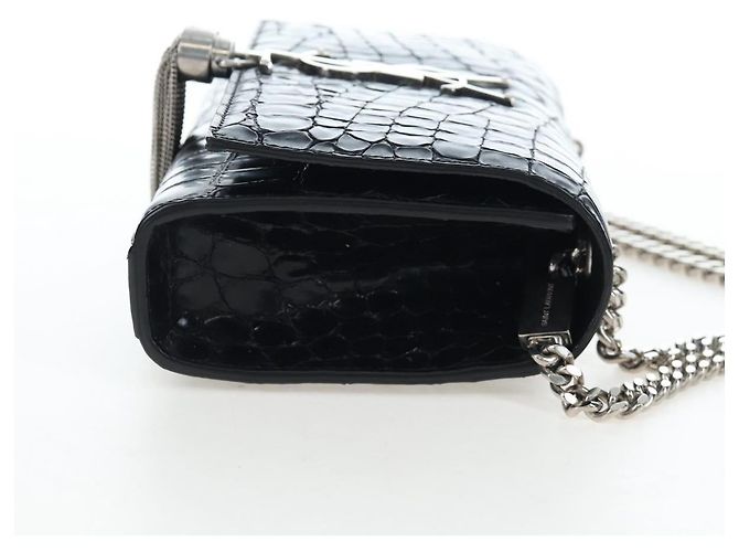 Autre Marque Borsa a tracolla Saint Laurent Chain Kate in pelle nera e argento Auth 206718V Nero - vista 4