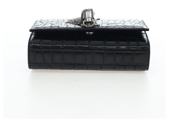 Autre Marque Borsa a tracolla Saint Laurent Chain Kate in pelle nera e argento Auth 206718V Nero - vista 5