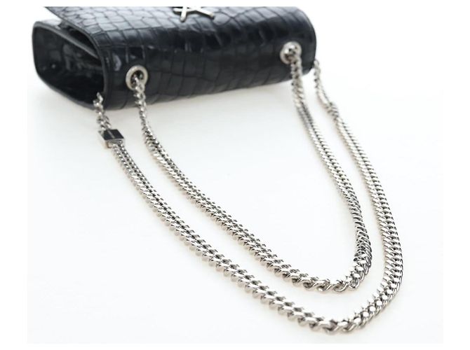 Autre Marque Borsa a tracolla Saint Laurent Chain Kate in pelle nera e argento Auth 206718V Nero - vista 7