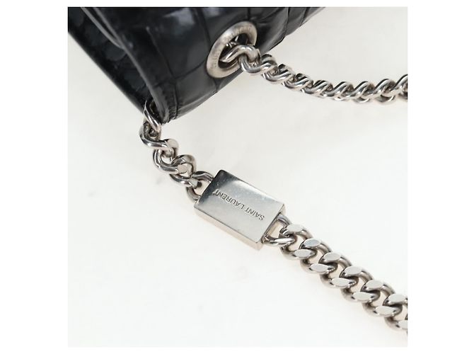 Autre Marque Borsa a tracolla Saint Laurent Chain Kate in pelle nera e argento Auth 206718V Nero - vista 8