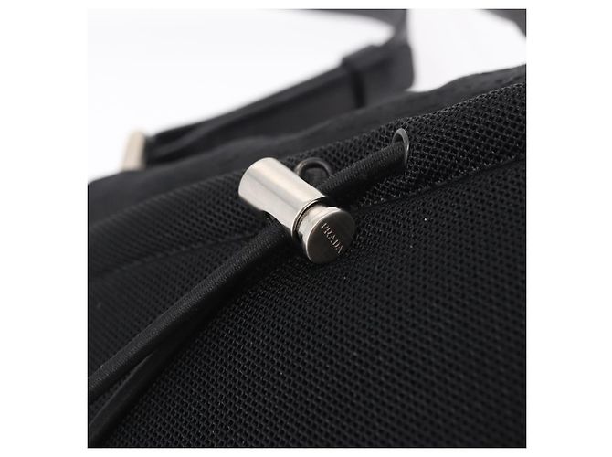 PRADA Shoulder Bag Nylon Black Silver Auth ka6507 Silvery - view 9
