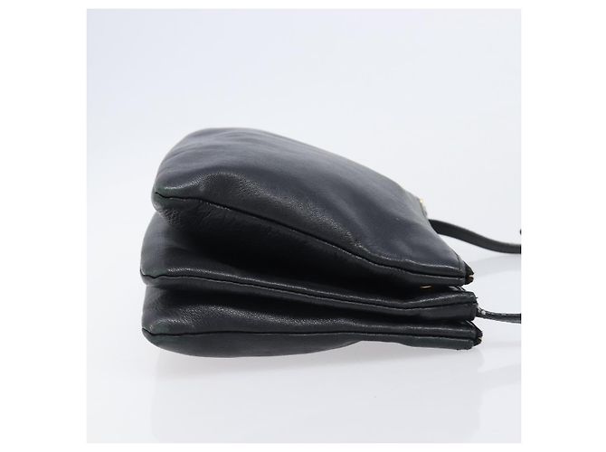 Céline Bolsa de Ombro CELINE Trio em Couro Preto e Ouro Auth 206031 Dourado - vista 3