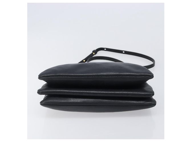 Céline Bolsa de Ombro CELINE Trio em Couro Preto e Ouro Auth 206031 Dourado - vista 5