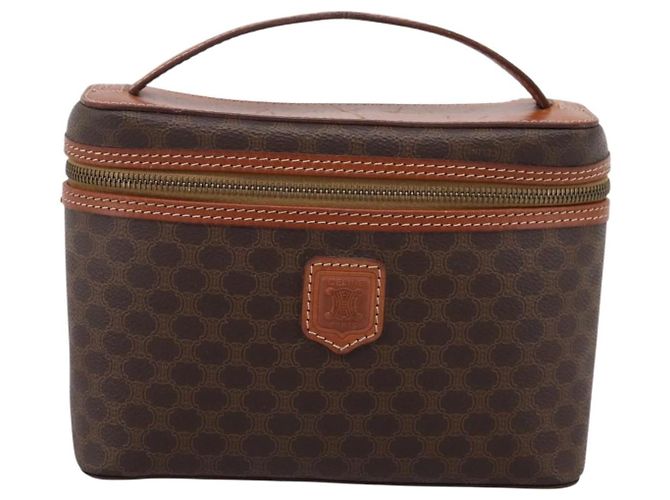 Céline Necessaire per cosmetici CELINE Macadam Canvas PVC Pelle Marrone Oro Auth 205380A D'oro - vista 13