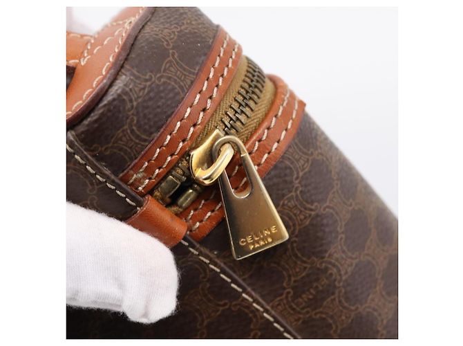 Céline Necessaire per cosmetici CELINE Macadam Canvas PVC Pelle Marrone Oro Auth 205380A D'oro - vista 17