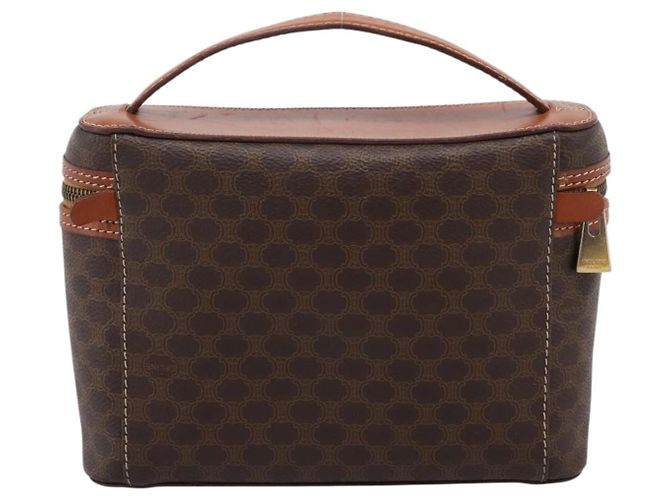 Céline Necessaire per cosmetici CELINE Macadam Canvas PVC Pelle Marrone Oro Auth 205380A D'oro - vista 2