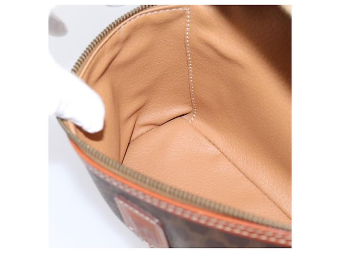 Céline Necessaire per cosmetici CELINE Macadam Canvas PVC Pelle Marrone Oro Auth 205380A D'oro - vista 21