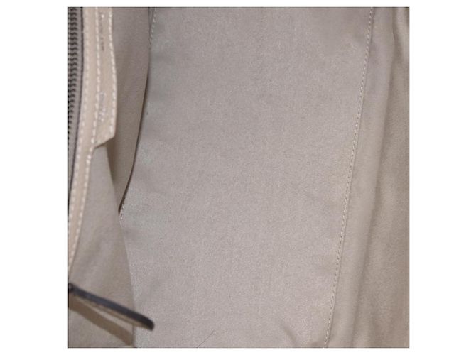 Céline Bolso de mano CELINE Luggage Micro Shopper de piel Beige Silver Auth 206453A Plata - vista 10