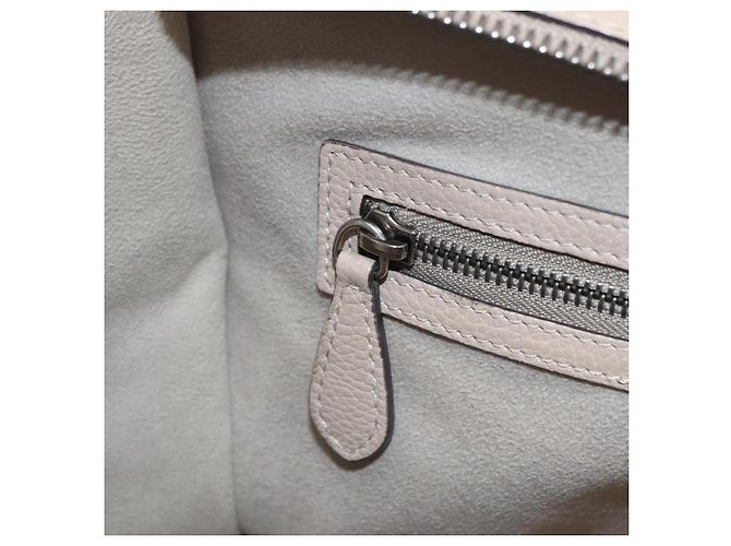 Céline Bolso de mano CELINE Luggage Micro Shopper de piel Beige Silver Auth 206453A Plata - vista 23