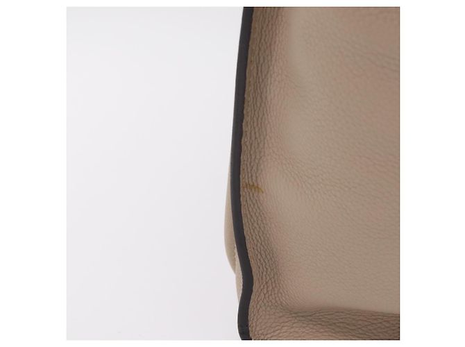 Céline Bolso de mano CELINE Luggage Micro Shopper de piel Beige Silver Auth 206453A Plata - vista 4