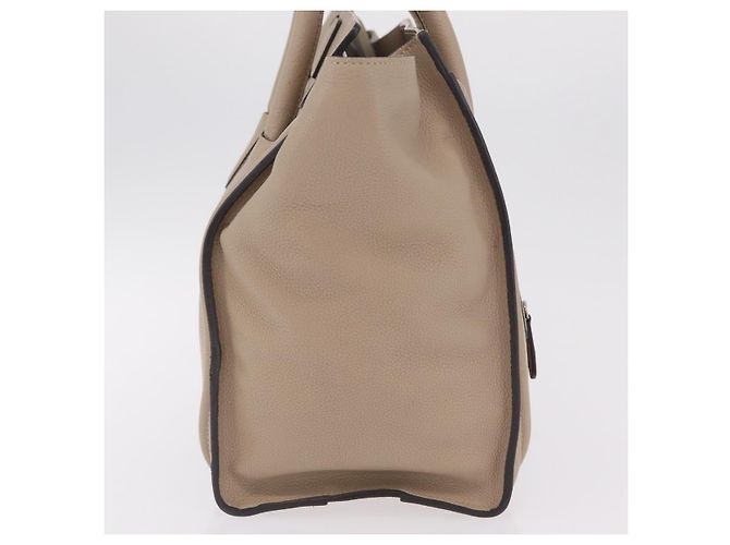 Céline Bolso de mano CELINE Luggage Micro Shopper de piel Beige Silver Auth 206453A Plata - vista 5