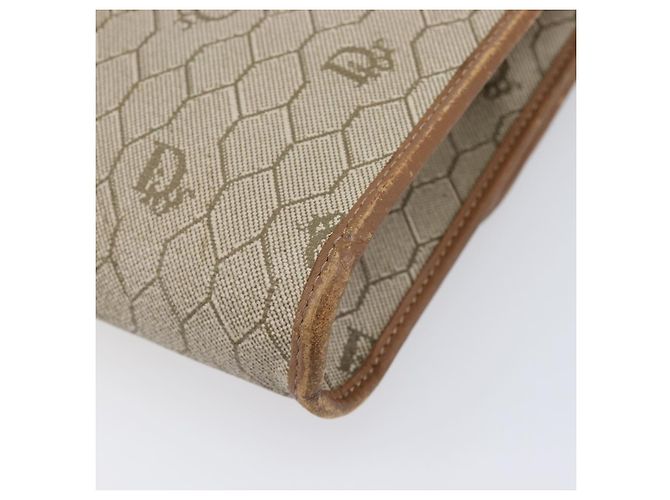 Borsa a tracolla Christian Dior Honeycomb Canvas Chain PVC Beige Gold Auth 207466 D'oro - vista 17
