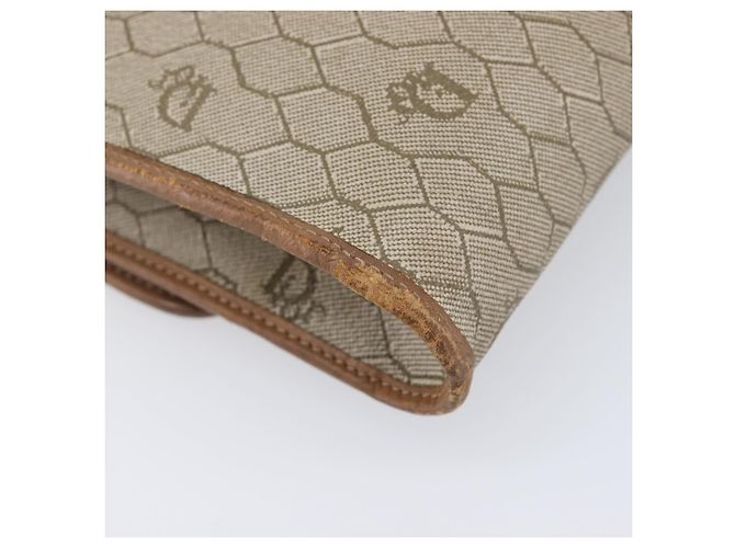 Borsa a tracolla Christian Dior Honeycomb Canvas Chain PVC Beige Gold Auth 207466 D'oro - vista 18