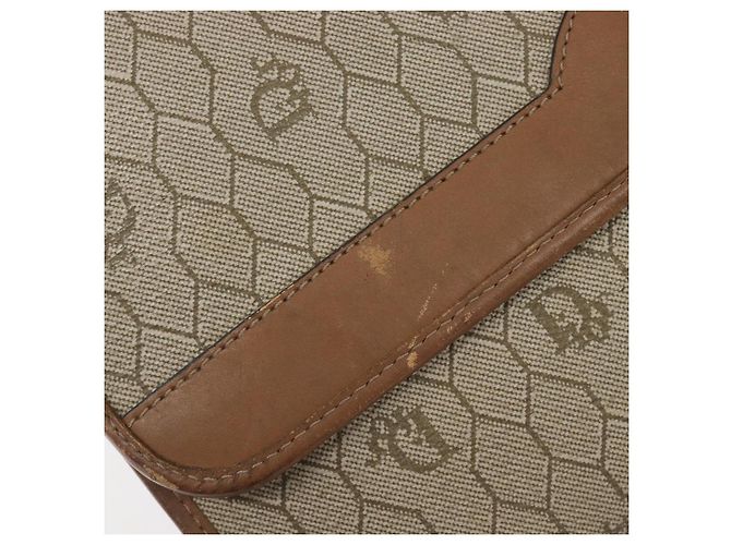 Borsa a tracolla Christian Dior Honeycomb Canvas Chain PVC Beige Gold Auth 207466 D'oro - vista 19