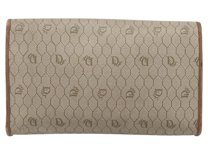 Borsa a tracolla Christian Dior Honeycomb Canvas Chain PVC Beige Gold Auth 207466 D'oro - vista 2