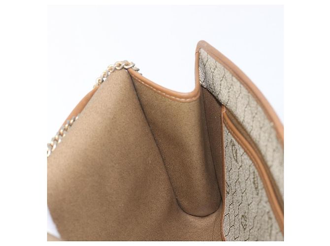 Borsa a tracolla Christian Dior Honeycomb Canvas Chain PVC Beige Gold Auth 207466 D'oro - vista 24