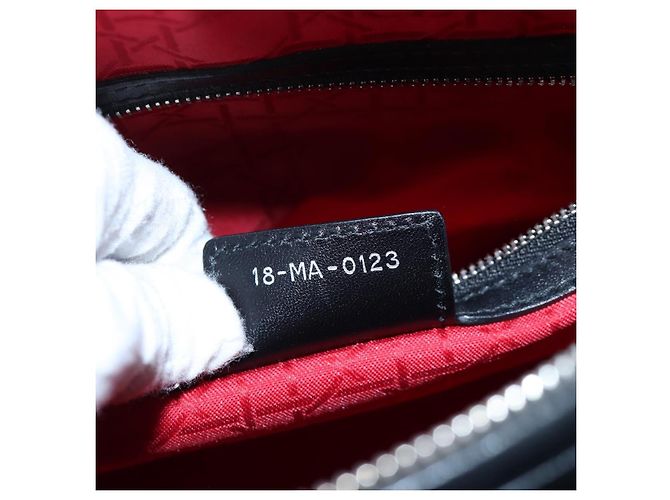 Christian Dior Canage Lady Dior Large Bag Lamb Skin 2way Black Auth BA16035V Nero Argento - vista 11