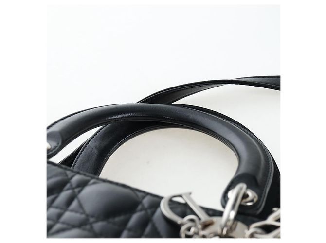 Christian Dior Canage Lady Dior Large Bag Lamb Skin 2way Black Auth BA16035V Nero Argento - vista 14