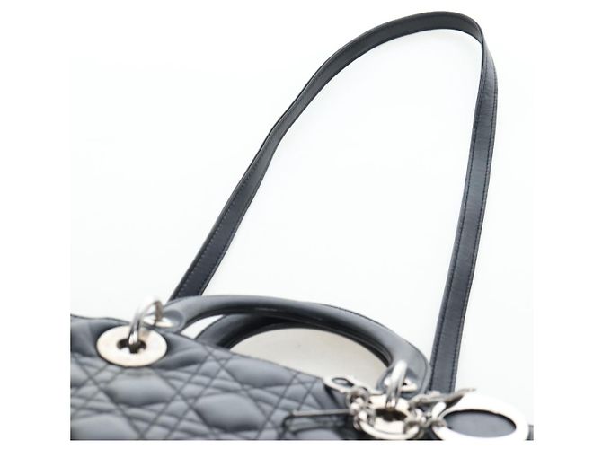 Christian Dior Canage Lady Dior Large Bag Lamb Skin 2way Black Auth BA16035V Nero Argento - vista 15