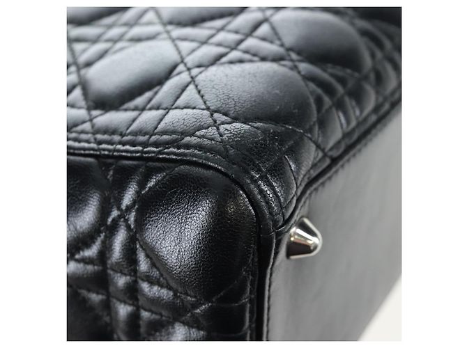 Christian Dior Canage Lady Dior Large Bag Lamb Skin 2way Black Auth BA16035V Nero Argento - vista 17