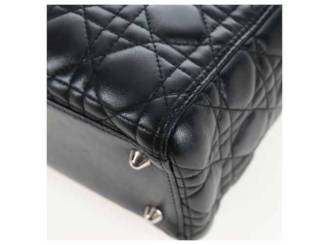 Christian Dior Canage Lady Dior Large Bag Lamb Skin 2way Black Auth BA16035V Nero Argento - vista 18