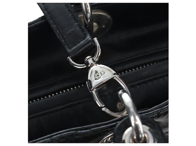 Christian Dior Canage Lady Dior Large Bag Lamb Skin 2way Black Auth BA16035V Nero Argento - vista 20