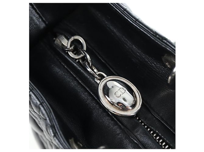 Christian Dior Canage Lady Dior Large Bag Lamb Skin 2way Black Auth BA16035V Nero Argento - vista 21