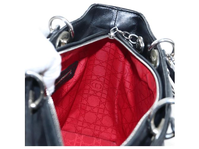Christian Dior Canage Lady Dior Large Bag Lamb Skin 2way Black Auth BA16035V Nero Argento - vista 23
