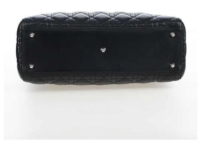 Christian Dior Canage Lady Dior Large Bag Lamb Skin 2way Black Auth BA16035V Nero Argento - vista 5