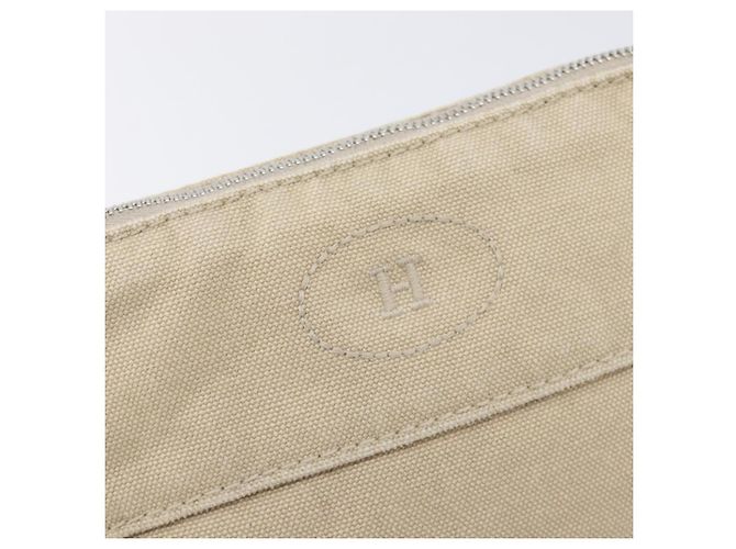 Hermès HERMES Pochette Bolide Canvas Beige Silver Auth BA16115 Argento - vista 12