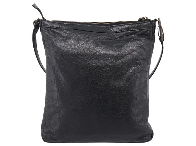 Borsa a spalla piatta Balenciaga Classic in pelle nera 310250 Auth LN024V Nero - vista 2