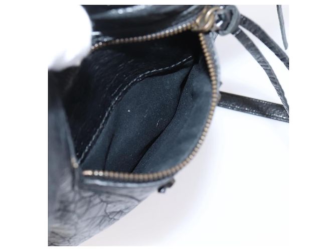 Borsa a spalla piatta Balenciaga Classic in pelle nera 310250 Auth LN024V Nero - vista 22
