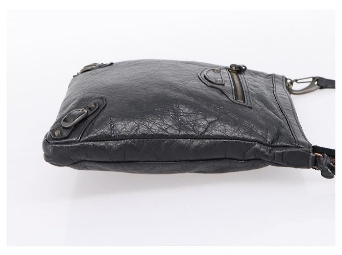 Borsa a spalla piatta Balenciaga Classic in pelle nera 310250 Auth LN024V Nero - vista 4