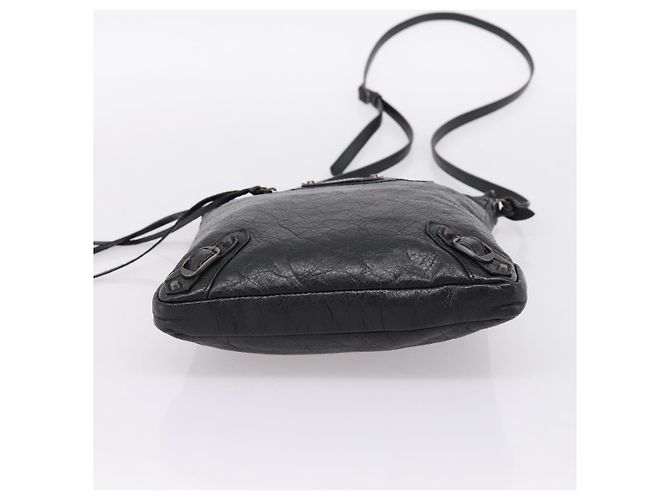Borsa a spalla piatta Balenciaga Classic in pelle nera 310250 Auth LN024V Nero - vista 5