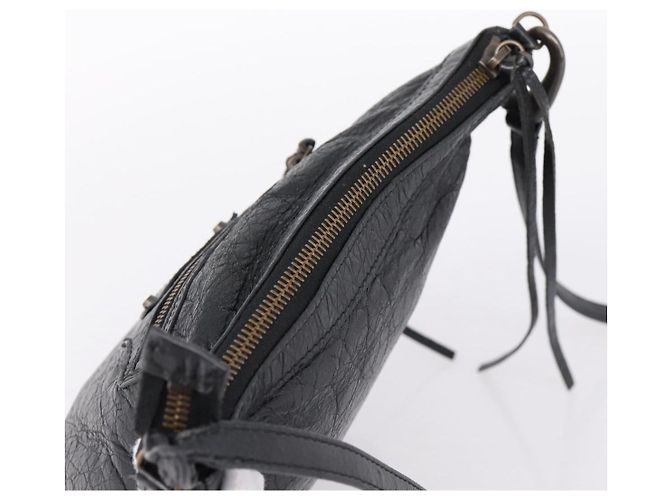 Borsa a spalla piatta Balenciaga Classic in pelle nera 310250 Auth LN024V Nero - vista 6