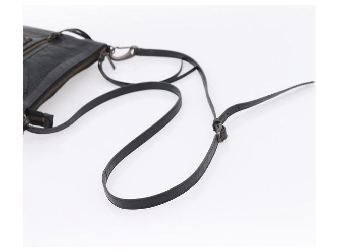 Borsa a spalla piatta Balenciaga Classic in pelle nera 310250 Auth LN024V Nero - vista 7