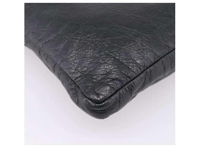 Borsa a spalla piatta Balenciaga Classic in pelle nera 310250 Auth LN024V Nero - vista 9