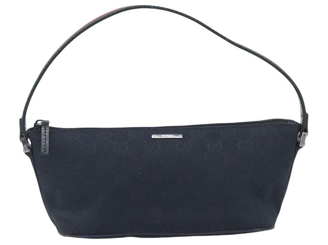 Pouch GUCCI GG Canvas Web Sherry Line Nero Argento 141809 Auth am12736V - vista 13
