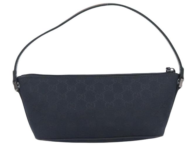Pouch GUCCI GG Canvas Web Sherry Line Nero Argento 141809 Auth am12736V - vista 2