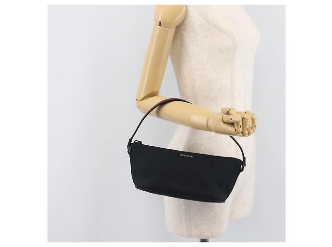 Pouch GUCCI GG Canvas Web Sherry Line Nero Argento 141809 Auth am12736V - vista 21