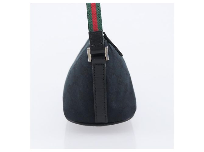 Pouch GUCCI GG Canvas Web Sherry Line Nero Argento 141809 Auth am12736V - vista 4