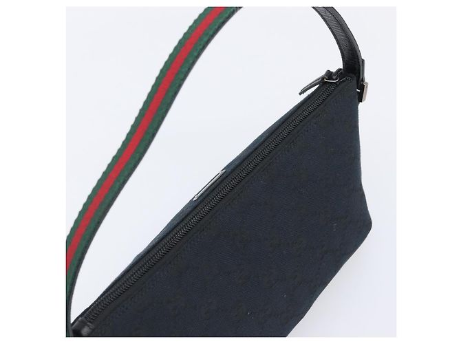 Pouch GUCCI GG Canvas Web Sherry Line Nero Argento 141809 Auth am12736V - vista 6