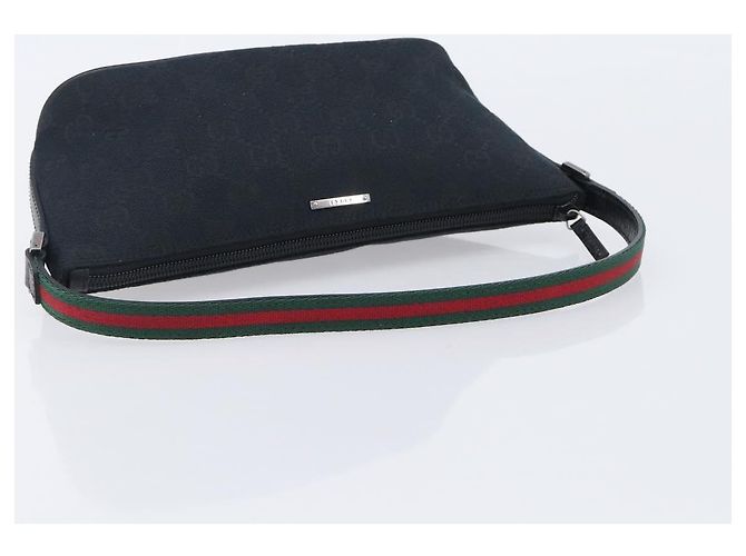 Pouch GUCCI GG Canvas Web Sherry Line Nero Argento 141809 Auth am12736V - vista 7